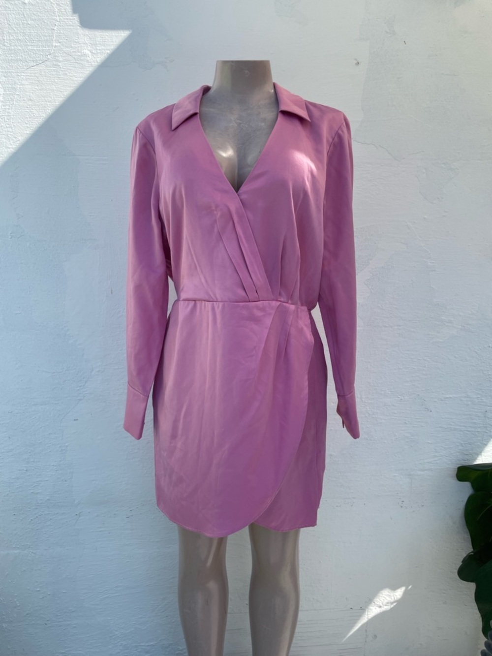 Pink Satin Twist Front Mini Dress - Picture 2 of 11